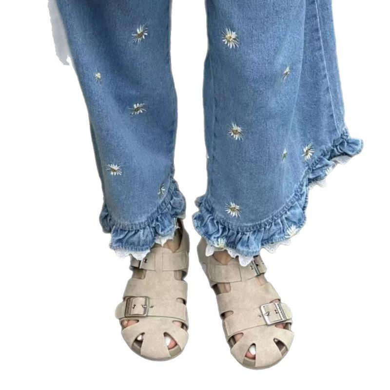 Retro leather hollowed-out bag head sandals women's summer new flat-bottomed versatile casual sandals