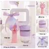Gift Set: Glass Straw Cup & Pink Fan