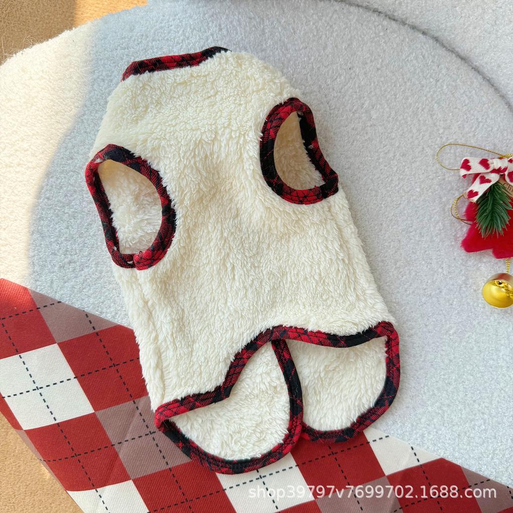 Christmas Wind Cat Clothes Autumn and Winter Warm Thickened Double-sided Velvet Cardigan Vest Dog Clothes