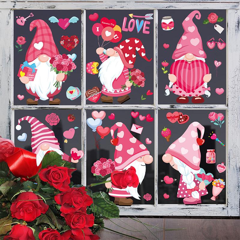

Valentine s Day Insulation Electrostatic Window Sticker Goblin Dwarf Dwarf Showcase Doors and Windows Glass A