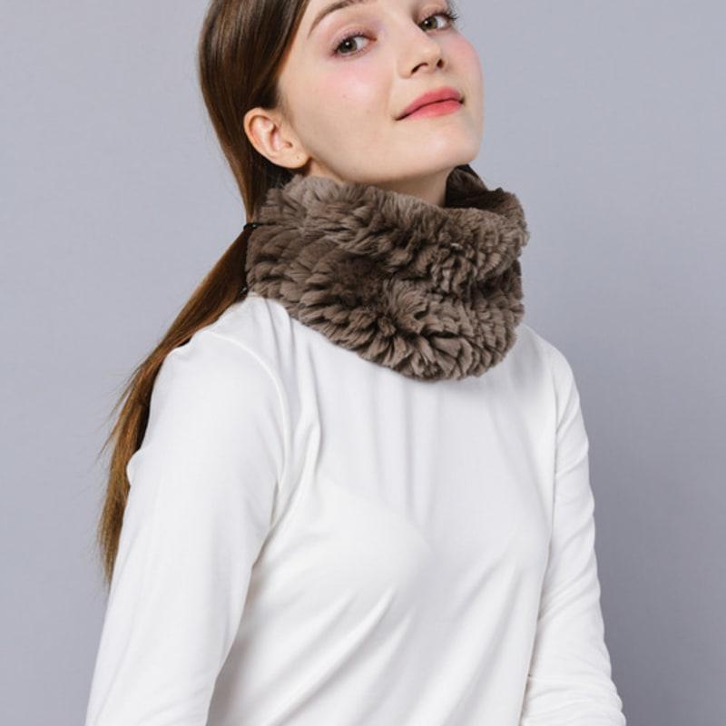 DOYOUKNOWMC 25FW Natural Rex Fur Cocoa Beige Neck Warmer