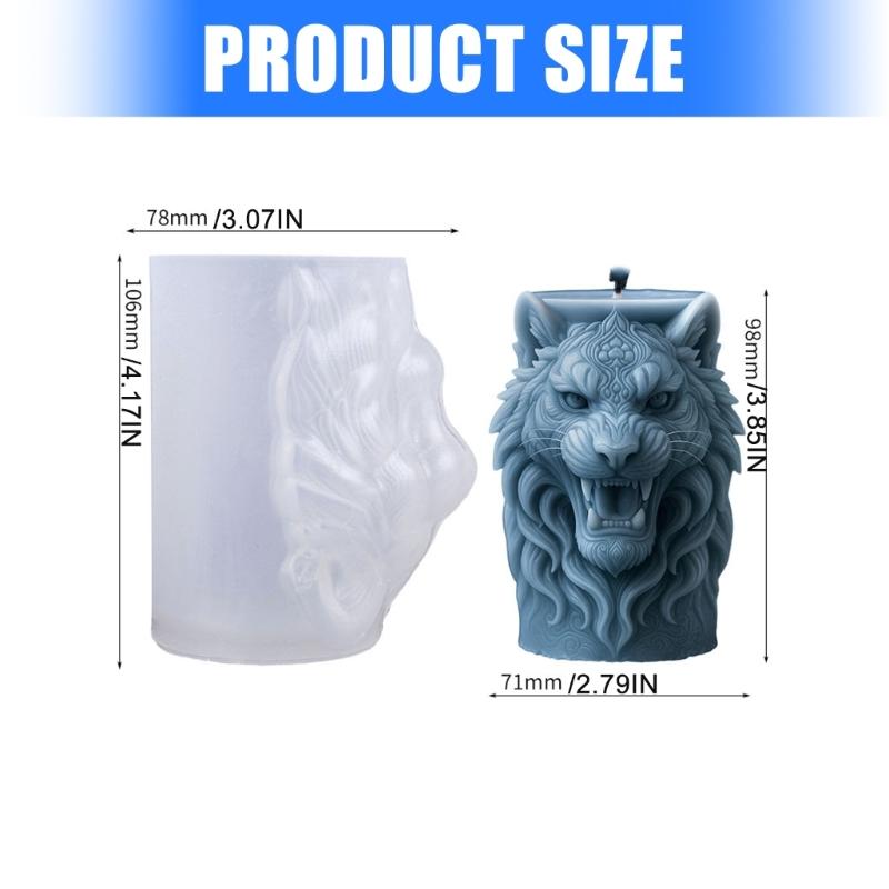 Cylindrical Candle Silicone Mould Animal Head Silicone Mold For Resin Casting Candle Soap Home Decoration Holiday Gift