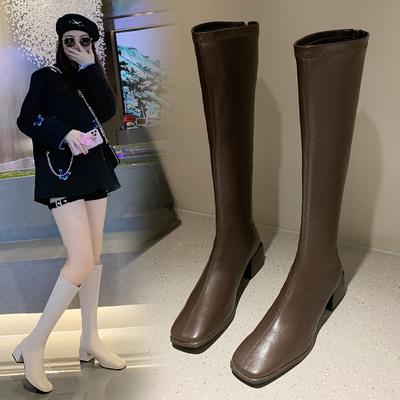 High Boots Women's British Style Naked Boots Slim 2024 New Fashionable Versatile Non-over Knee Long
