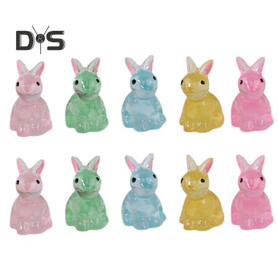 

10 шт., имитация светящегося кролика, красочная экологически чистая фигурка кролика, мини-фея, садовые украшения разноцветный