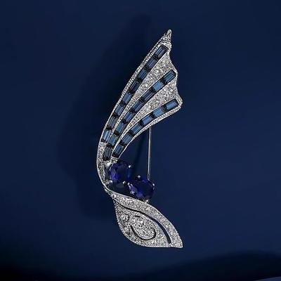 Elegant Retro Blue Wind Flag Brooch High-End Women'S Exquisite Suit Corsage High-End Design Sense Pin Temperament With Jewelry