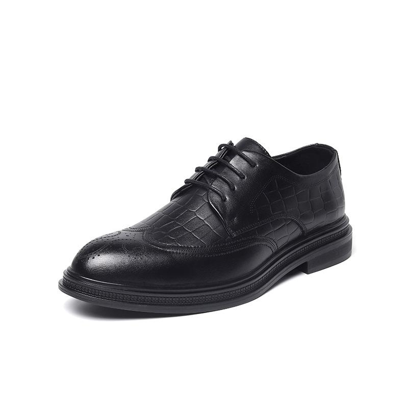 

Черные деловые мужские туфли в британском стиле со шнуровкой, универсальные модные кожаные туфли, повседневная мужская обувь 9625-R 44 чёрный