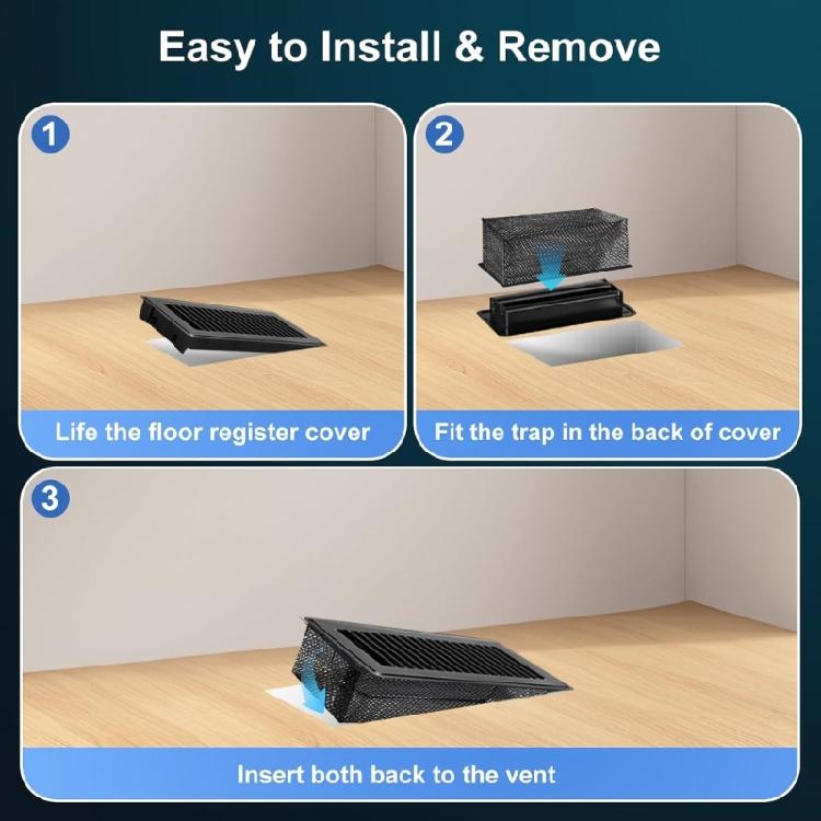 Strong Floor Vents Covers 4X10 Inch Carbon Steel Reusable Airflows Screens Debris Trap for HVAC Systems Easy Maintenance