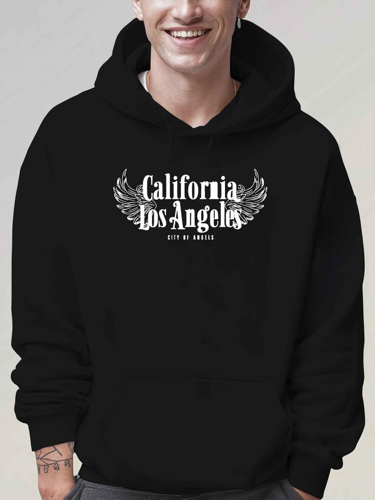 California Losangeles City of Angels New Autumn and Winter Velvet Sweatshirt Men's Clothing Free H