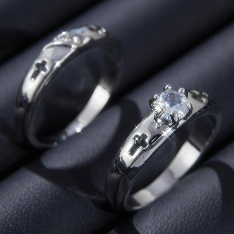 s Romantic Wedding Ring for Woman Men Cross Zircon Couple Rings Fashion Engaged Promise Jewelry Gifts Fine Jewelry