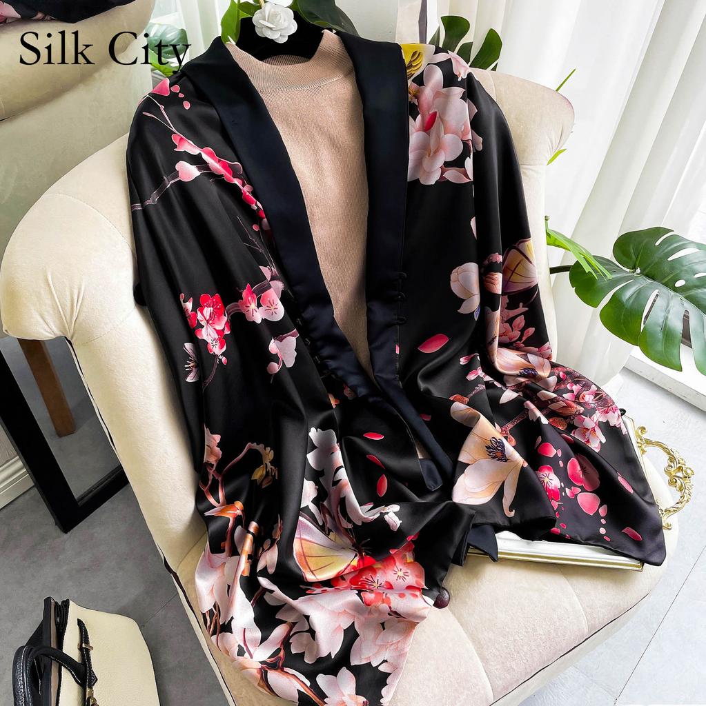 Høykvalitets luksuriøst silkeskjerf pannebånd Skjerf Halsskjerf For kvinner Kjede Silkeskjerf Dekorativt sjal for kvinner