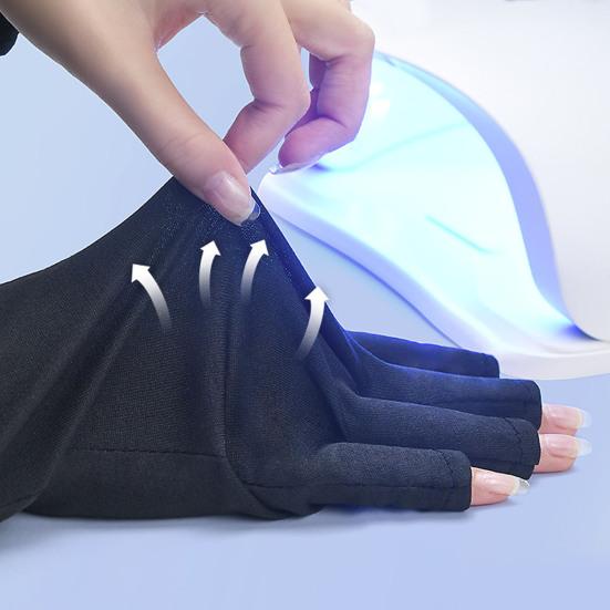 Yousheng 1 Pair Fingerless Nail Gloves Elastic Breathable Professional Nail Art Skin Care Polyester Nail Lamp Light Anti UV Gloves Manicure Tools