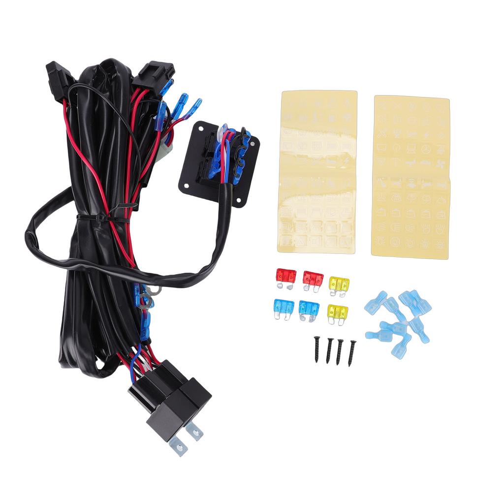 LED Light Bar Wiring Harness Kit 16AWG On Off 2 Gang Rocker Switch Panel Power Relay Fusing Terminal Block for ATV Car