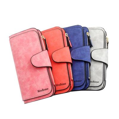 Korean Style Frosted Women's Tri-fold Wallet with Snap Closure and Large Capacity Card Holder