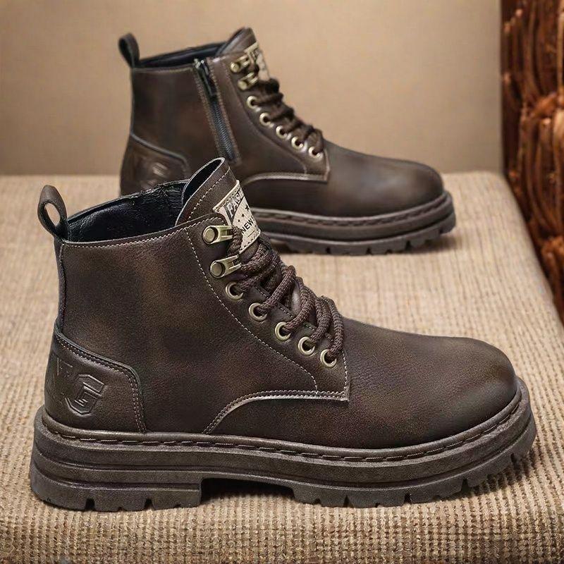 

2024 осень мужская обувь средней высоты обувь для инструментов ботинки Martin мужские студенческие универсальные спортивные досуговые износостойкие трендовые 44 чёрный