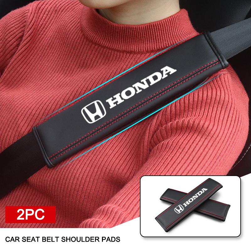 Car Logo Seat Headrest Neck Pillow Seat Belt Shoulder Protector Pads For Honda Civic Fit Jazz Accord Pilo CR-V Odyssey HRV Mugen
