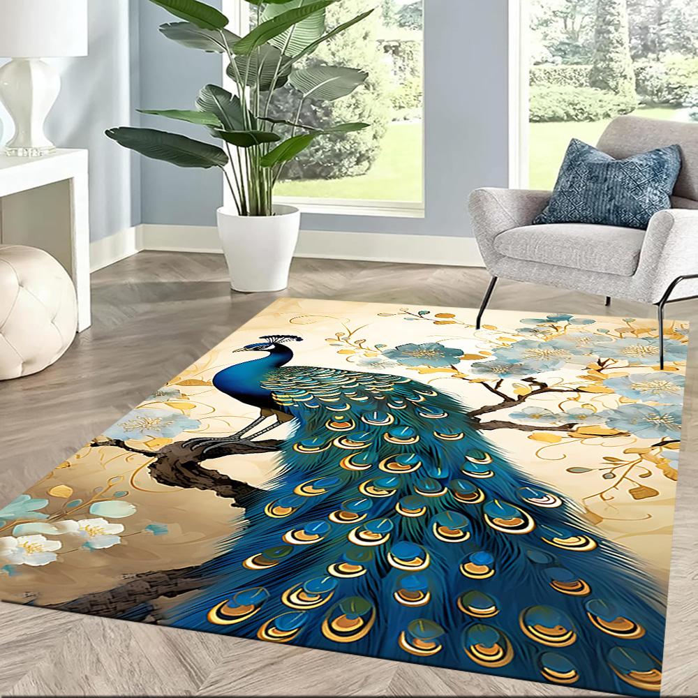 Elegant Peacock Fantasy Art Floor Mats for Living Room, Bedroom and Room Decoration Are Suitable for Gifts.