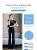 Women's High Waist Flared Black Pants - Slimming, Elastic, Split Hem, Casual - Small Size for Petite Figures, Summer Wear