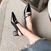 Mode Schwarze Lackleder Mary Janes Schuhe Sommer Neue Mode Eckige Zehenpartie Damen Pumps Bequemer Blockabsatz Damen Einzelne Schuhe