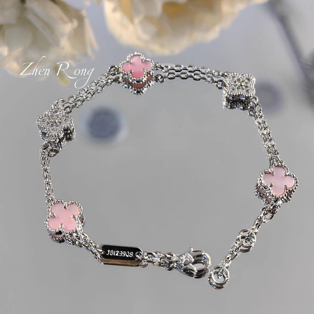 Mini Four-leaf Clover Carnelian Bracelet Lucky Clover White Mother-of-pearl Bracelet for Women