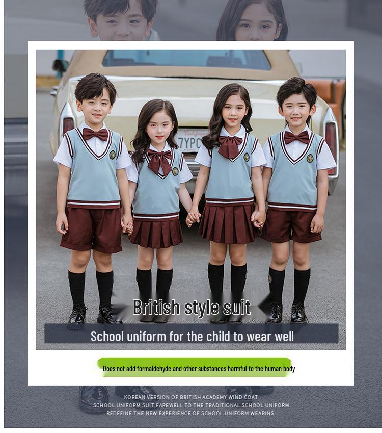 Summer 2020 British Style Primary School Uniform Set for Boys and Girls
