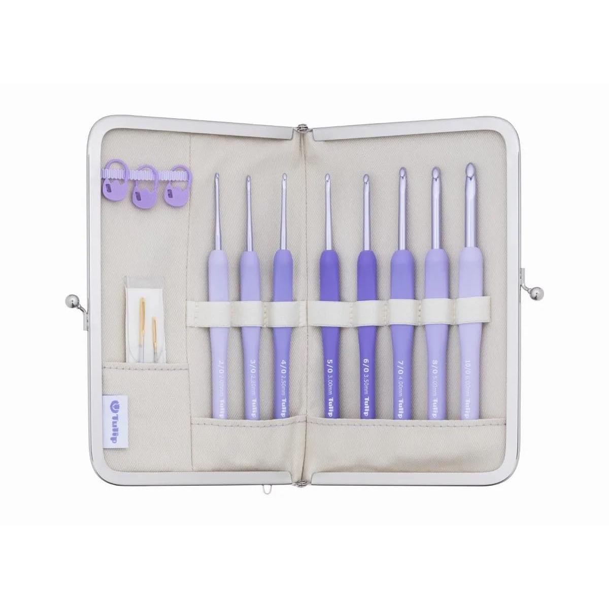 Tulip ETIMO Murasaki Crochet Hook Set TEM-001 with Cushioned Grip Ergonomic Knitting Needles for Comfortable Crafting