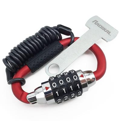 RADIKAL RK540R Motorradhelm-Schloss, PIN-Karabiner, Diebstahlschutz mit Kabel, Fahrrad-Karabiner-Schloss, Diebstahlschutz, Helm-Schnalle T-Adapter