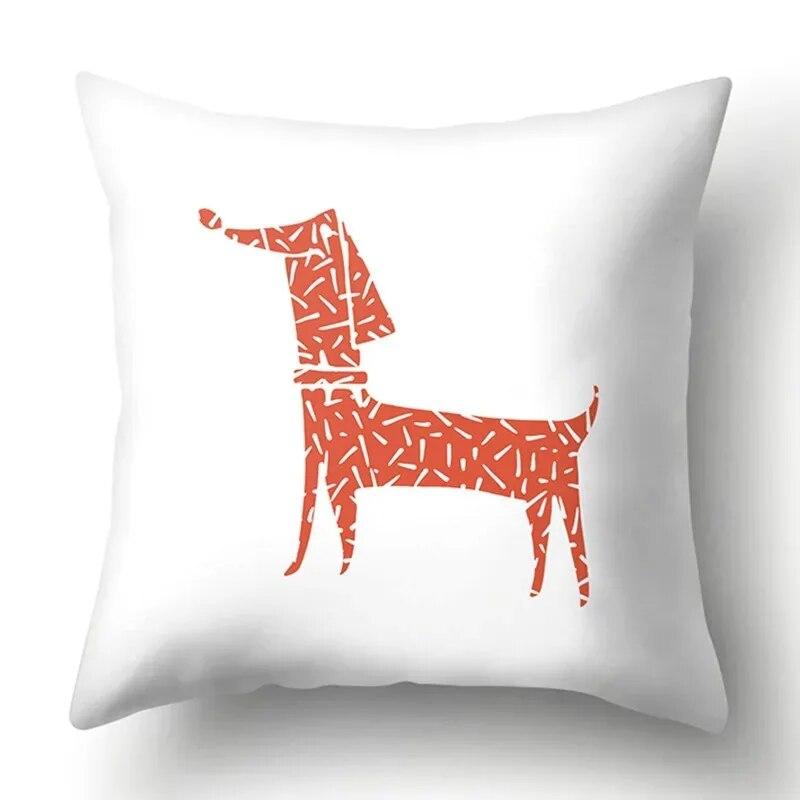 Simple Plaid Animal Pillowcase Puppy Cat Giraffe Pillowcase Children's Room Home Decoration Living Room Sofa Cushion Cover