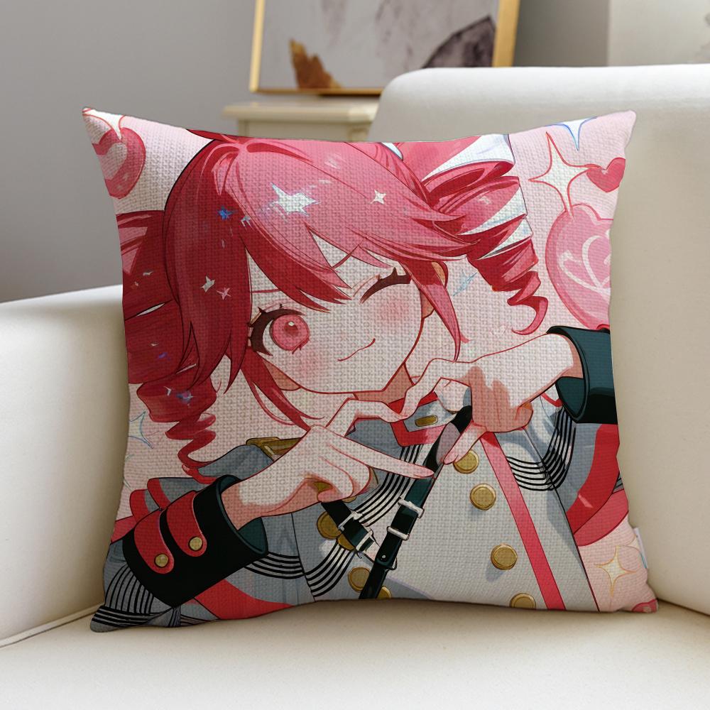 Cute KKasane Teto AnimeS Cushion Cover Breathable and skinfriendly linen pillowcase square removable and washable cushion
