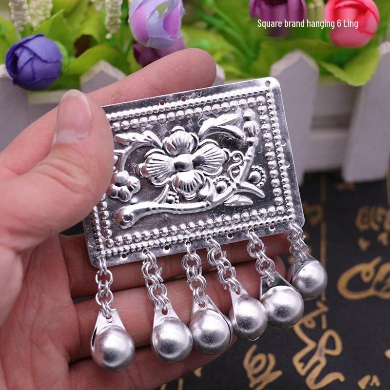 Miao Ethnic Silver Pendants & Handmade Hanfu Hairpin Accessories with Sesame Bells