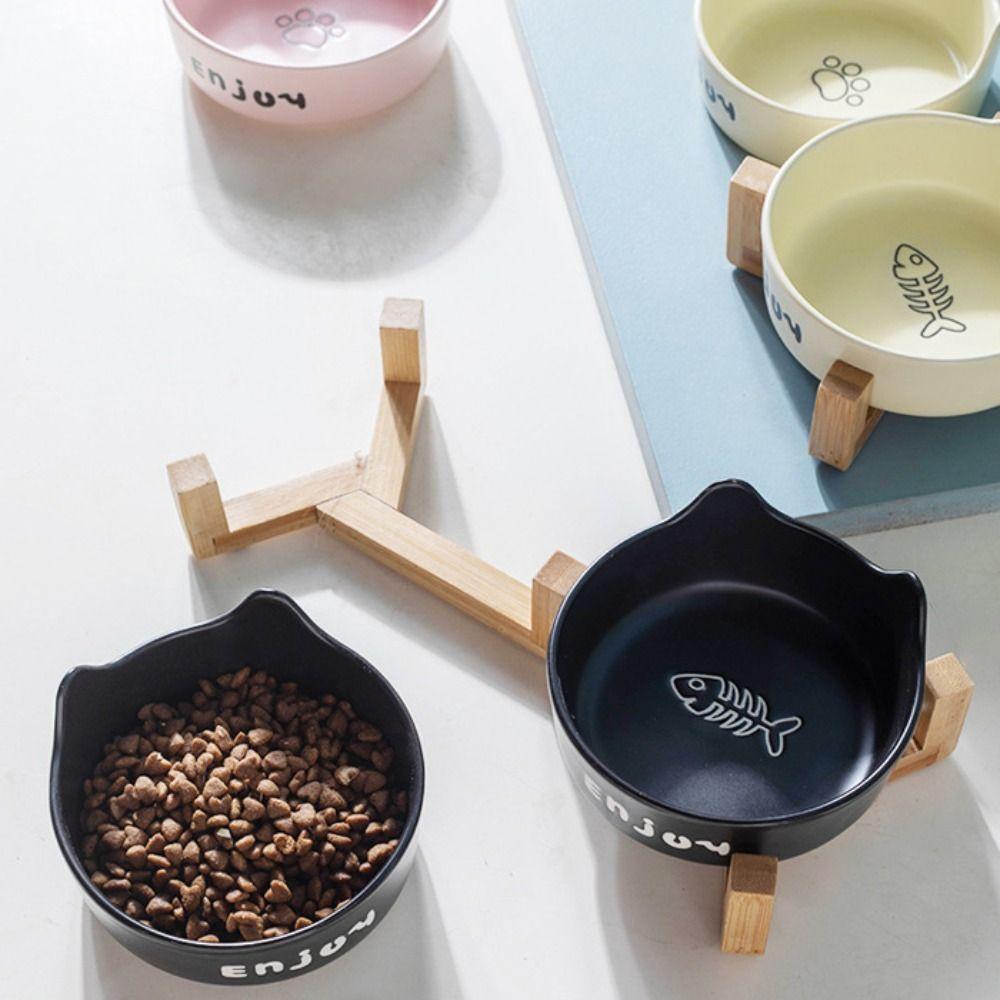 Ceramic Cat High Foot Bowl Prevent Tipping Dog Food Feeding Basin  Water Container