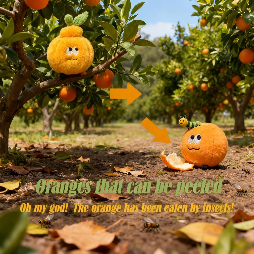 Orange Creative Simulation Fruit Series Plush Toy Keychain Pendant Funny Expressions Adorable Stuffed Doll