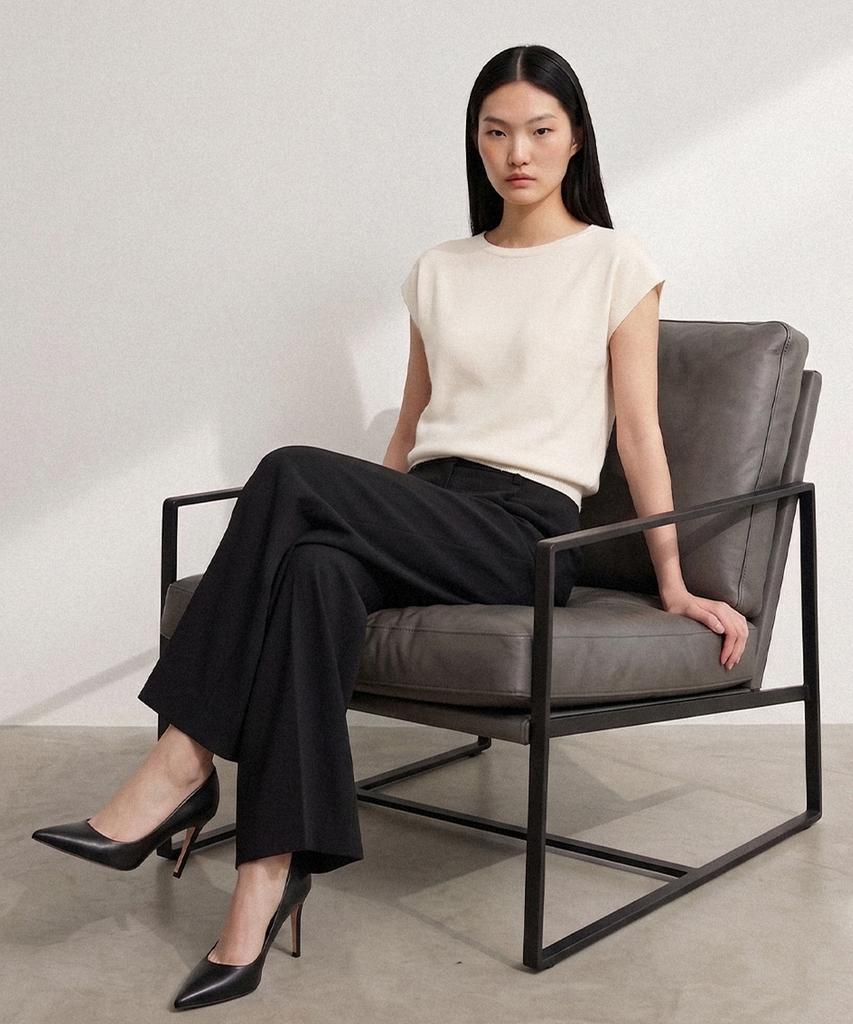 KIMDOH Arlo Ribbed Round Cap Top Ivory
