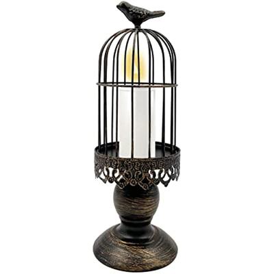 Retro-Shabby-Kerzenhalter, dekorativer Vogelkäfig-Kerzenhalter, Vintage-Kerzenständer aus Metall für Hochzeit, Party, Vintage-Gothic-Dekor, Victoriana-Dekor