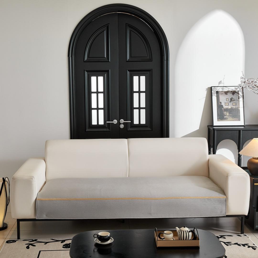 

Бархатный чехол на диван с тиснеными мятыми линиями и золотой тесьмой для декора, чехол на подушку сиденья дивана для декора гостиной, накидки 90*90cm светло-серый