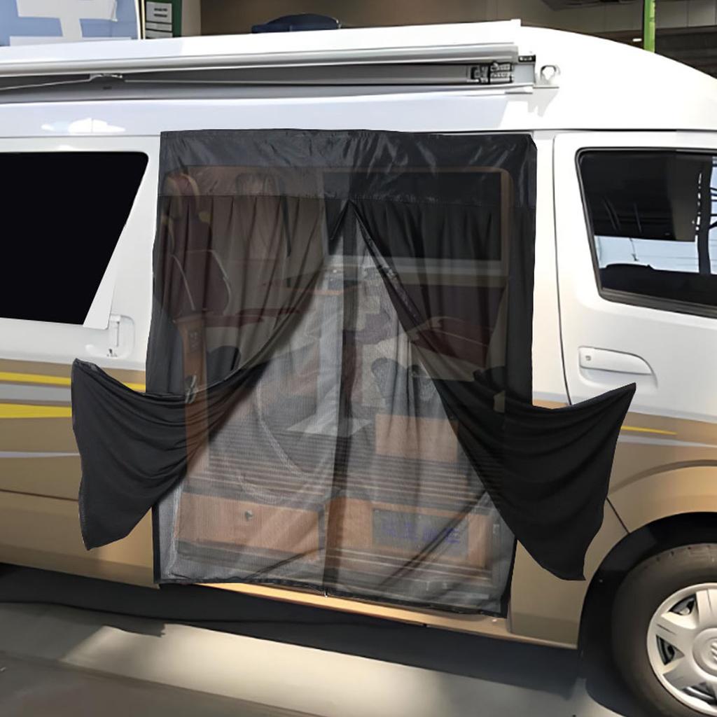 Door Curtain for Camping Car Double Layer Door Curtain Magnetic Closure Outdoor Windproof Mesh Curtain for RV Camping Car