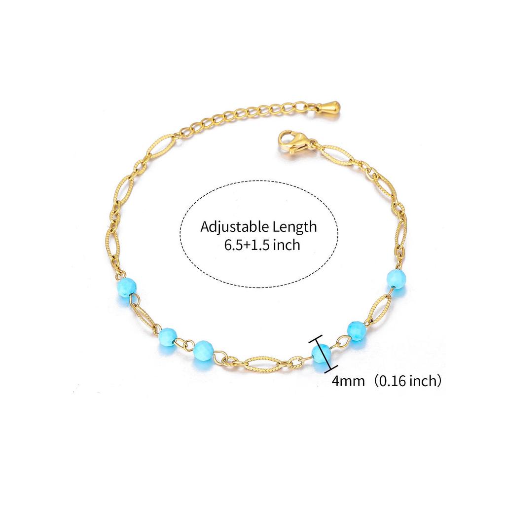 JUSTOP European & American Beaded Bracelet with Natural Stone and 18K Gold Plating