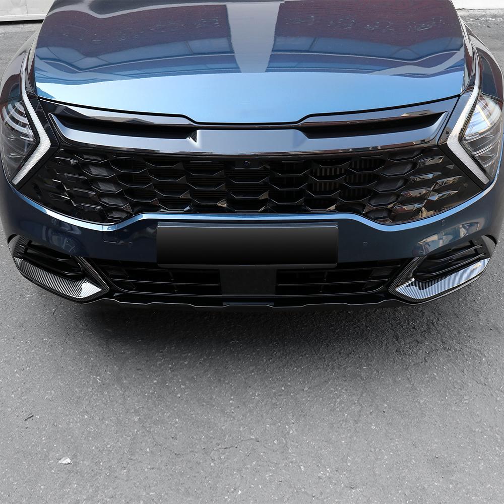 For Kia Sportage NQ5 2023-2026 Carbon Fiber Style Black Front Fog Light Lamp Cover Trim Accessories LHD/RHD