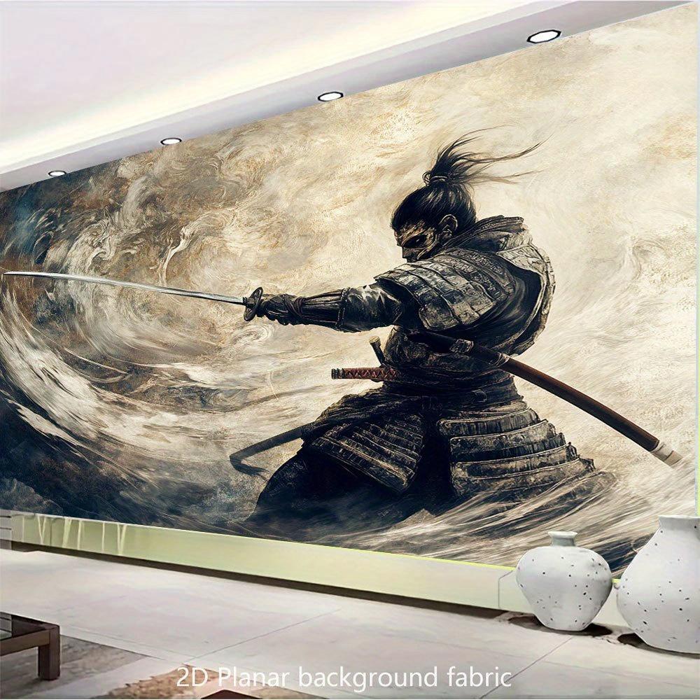 Arazzo da Parete Guerriero Samurai Giapponese, Arazzo Arte Astratta Spada Katana, Decorazione per la Casa Cool per Soggiorno Camera da Letto