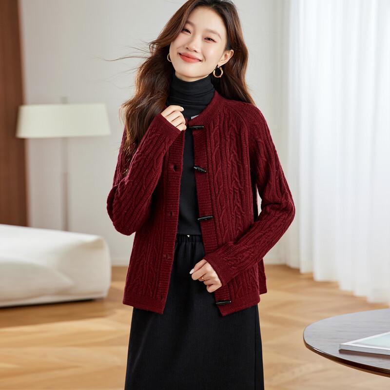 

Женский кардиган Srcr из толстой 100% шерсти, связанный кабельным узором L