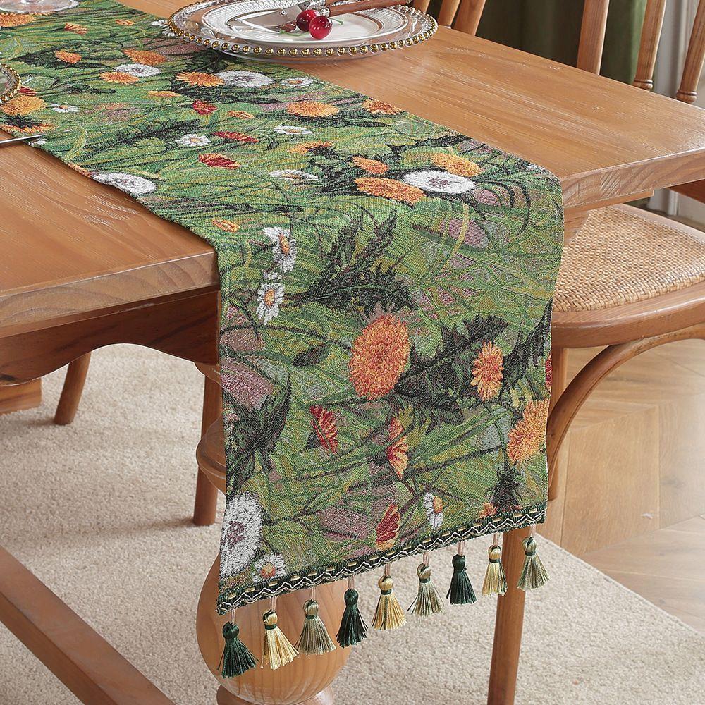 American Retro Style Tea Party Western Table Flag Cloth Bohemian Oil Painting Style Table Flag Light Luxury Embroidery Long Tablecloth