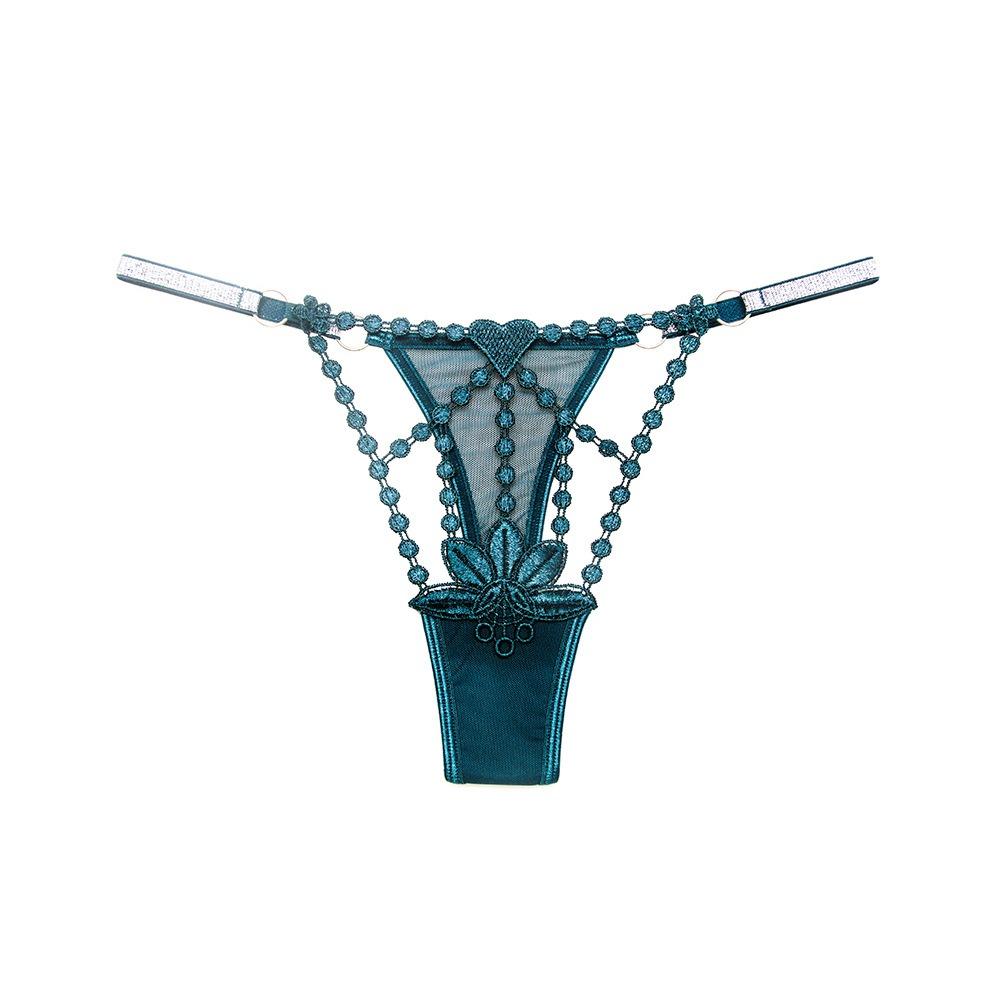 Sexy Transparent Trendy European and American Women's Thong Ultra-thin Hollow Water-soluble Embroidered Thin Belt Tempting Low-rise T-shaped Underwear