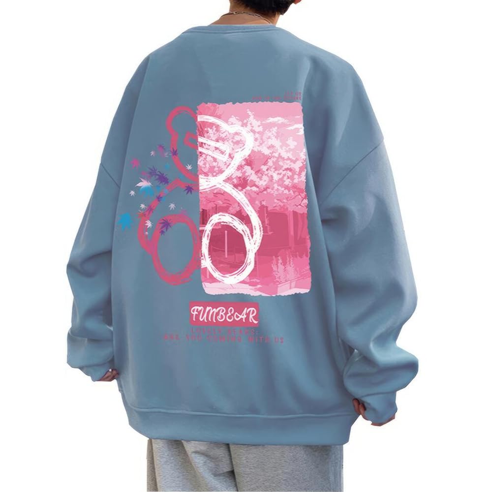 

Aaronlive Round Collar Long Sleeve Cute Bear Popular Pullover Loose Size XL Men s Hoodie, Print, Sweatshirt, Casual, Comfortable, Fit, Spring, Summer,