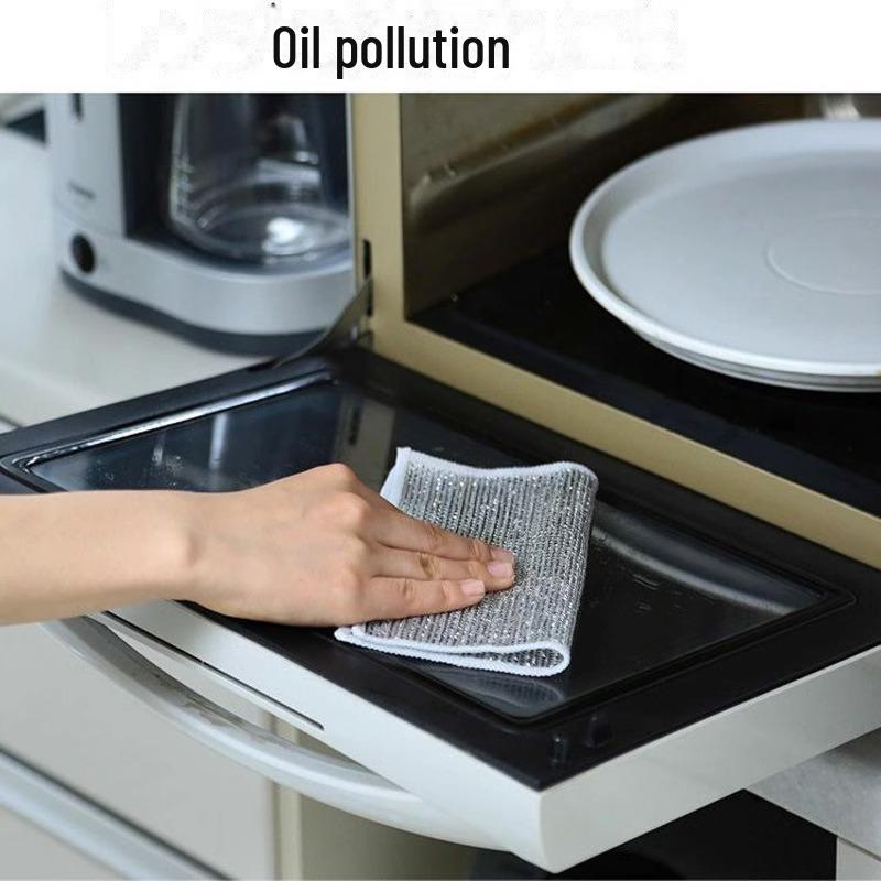 Strofinaccio a Doppia Faccia in Lana d'Acciaio Argentata per Piatti e Pentole - Senza Olio, Facile da Pulire, Resistente, Durevole