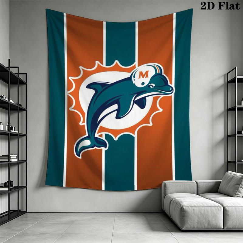 Miami Dolphins Wandteppich Ästhetisches Wandbehang Gedruckter Stoffdecke Dekorative Wandteppiche für Schlafzimmer Wohnzimmer Heimdekoration