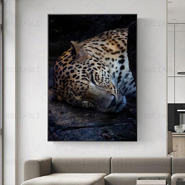 Leopard Pictures Big Cat Posters and Pirnts Animal Canvas Painting Wildlife Wall Art for Living Room Decor Home Decoration