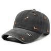 Retro American Street Puppy Embroidery Soft Top Baseball Cap - Large Brim, Washable, Duckbill Style.