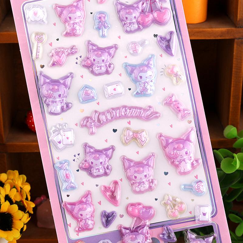 Sanrio Hello Kitty 3D Relief Sticker Scrapbooking Cartoon Girls Diy Diary Phone Case Laptop Luggage Stickers Stationery Decals