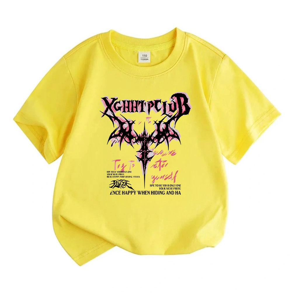 Kids Boys Girls Crew Neck Short Sleeve T-shirt, 100% Cotton, Cool Gothic Punk Streetwear Graphic Print Casual Tees for Youth Daily Wear Party Activity