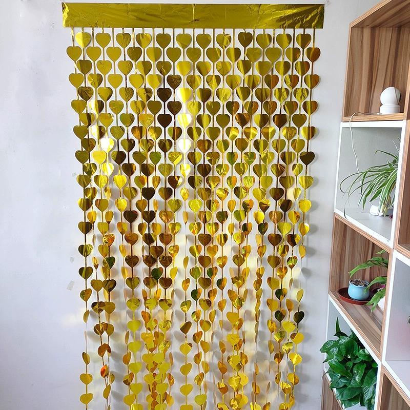 Creative Party Decoration Peach Heart Love Door Curtain Fashion Valentine's Day Wedding Party Decor Sequin Curtains