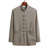 Chinese Traditional Clothing Set Man Spring Fall Linen Buckle Kung Fu Shirt Oriental Retro Top Pants Tai Chi Breathable Uniforms Hanfu
